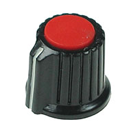 KNOB9 - Black Plastic Knob with Red Top