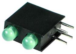 LEDPCB3MMDUALGR - Green Dual 3mm PCB Mount LED