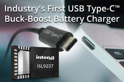Intersil Releases New USB-C Buck-Boost Battery Charger IC