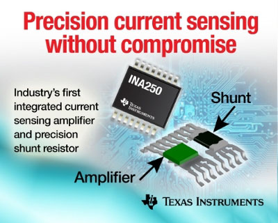 TI Releases New Current Sense Amplifier with Integrated Low-Drift Shunt Resistor