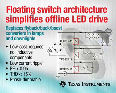 Click for Larger Image - Texas Instruments New Floating Switch Architecture for LED Lighting