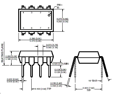 6N139 - 6N139 8-Pin Transistor Optocoupler Dimensional Drawing