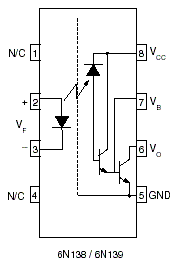 6N139 - 6N139 8-Pin Transistor Optocoupler Pin Layout