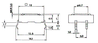 TACT004 - Black Standard Tactile Switch Dimensions