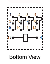 GR12PIN4P - 4PDT 12VDC 5A 14 Pin Terminals Relay Circuit Diagram