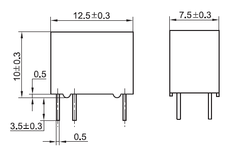 JRC-23F-03 - SPDT 3V 1A DIP Relay Dimensions