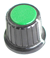KNOB16 - Large Black Plastic Green Top Knob with Pointer