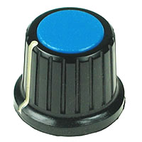 Large Black Plastic Blue Top Knob with Pointer