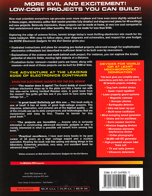 More Electronic Gadgets for the Evil Genius - Back Cover