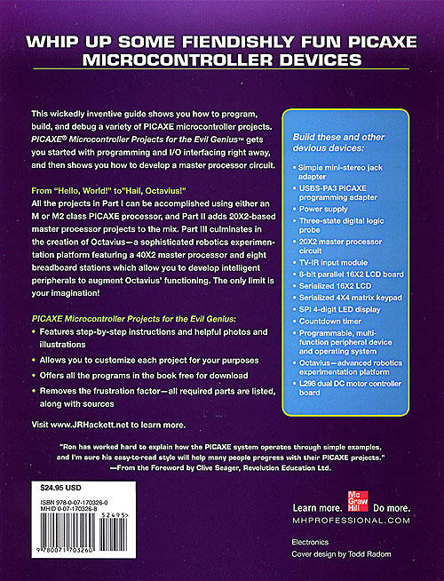 PICAXE Microcontroller Projects - Back Cover