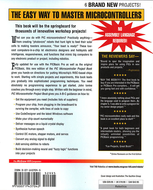 PIC Microcontroller Project Book - Back Cover