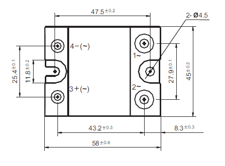 SSR70A - 70A Solid State Relay Dimensions