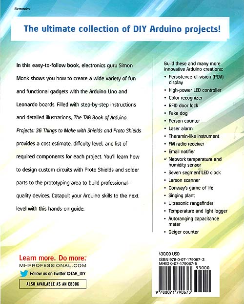 The TAB Book of Arduino Projects - Back Cover
