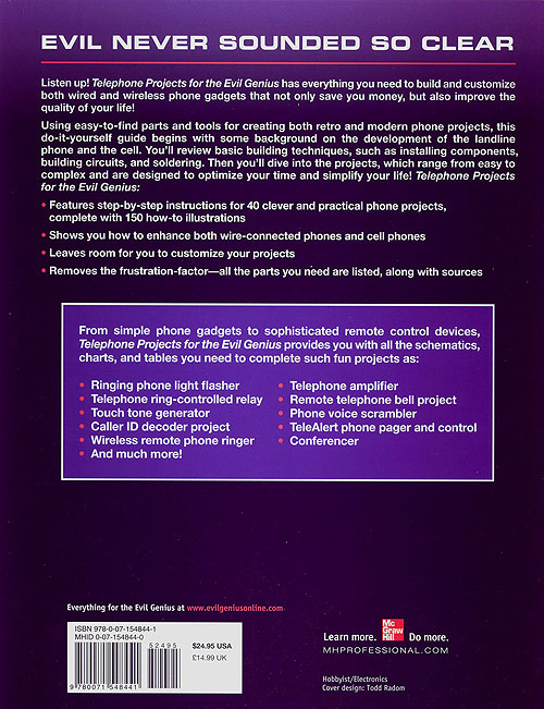 Telephone Projects for the Evil Genius - Back Cover