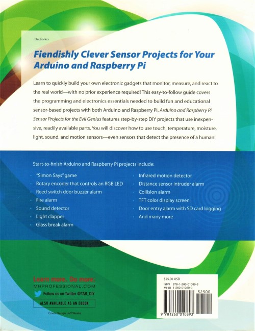 Arduino and Raspberry Pi Sensor Projects - Back Cover